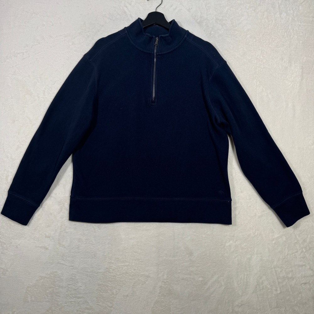 Banana Republic Pullover Mens L Navy Blue Quarter-Zip Mock Neck Cotton Blend